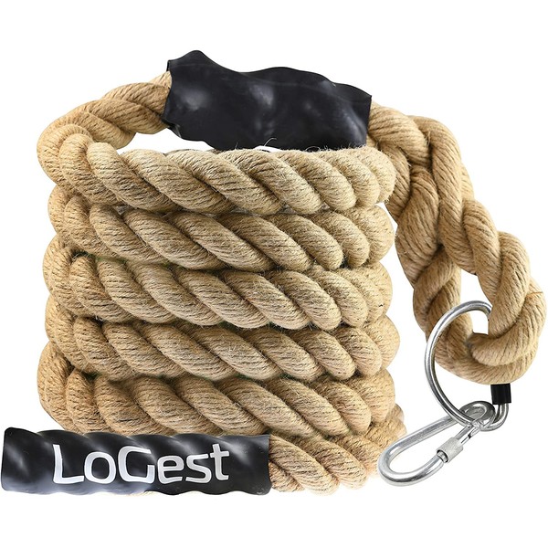 Logest Climbing Rope - Indoor and Outdoor Workout Rope 1.5” Diameter - 10 15 20 25 30 50 Feet 6 Lengths Available Perfect for Homes Gym Obstacle Courses Rope for (with Hook, 10FT)