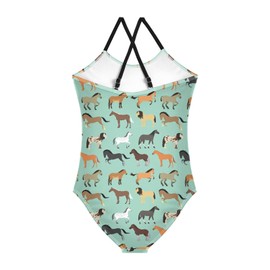 Ollabaky Horse Girls One Piece Swimsuit Toddler Bathing Suit Kids Summer Beach Swimwear for Little Girl 9-10T Multi