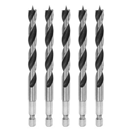 HARFINGTON 5pcs Brad Point Drill Bit 8mm (5/16") Dia Bearing Steel 1/4" Hex Shank Wood Drill Bits 2.8" Working Length Spiral Twist Drilling Tool for Woodworking Softwood Plywood Plastic