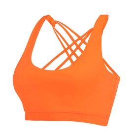 EILYEE Women High Impact Sports Bra Criss Cross Back Padded Bra Workout Fitness Sports Yoga Bras Color Bright Orange Size Large