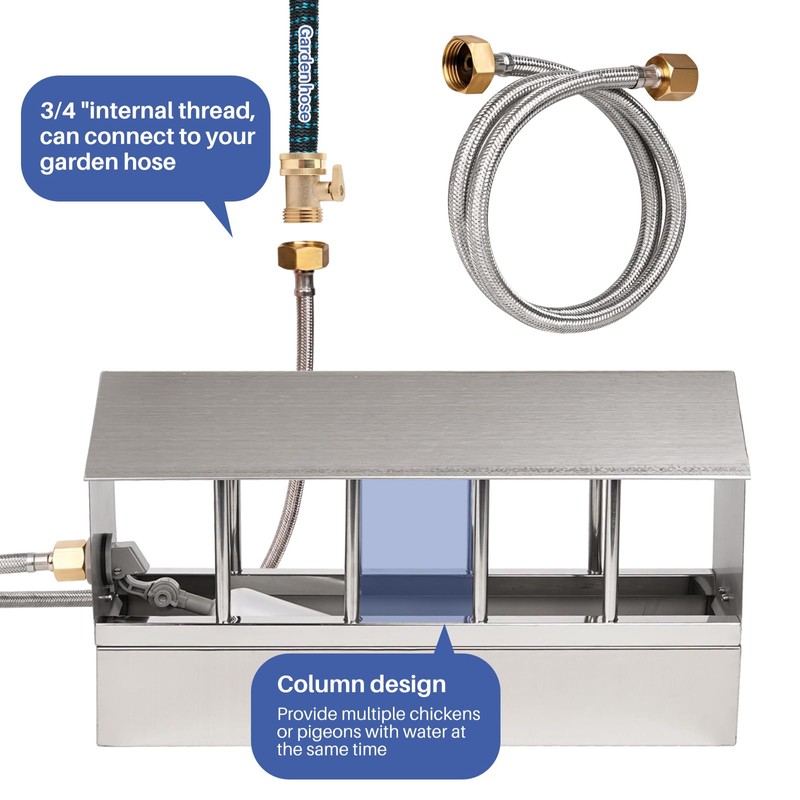 Automatic Chicken Waterer Stainless Steel Large Metal Chicken Waterer System