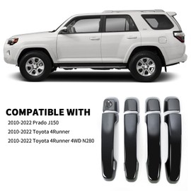 Door Handle Covers Trim Compatible with Toyota 4Runner 4WD N280 Prado J150 2010-2022 2017 2018 2019 2020 2021 Car Styling Accessories Exterior Door Handles with Smart Key Holes Glossy Black 8PCS ABS