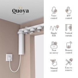 QUOYA Smart Electric Curtain Track Wave Ripple Fold Runners, compatible with AT5810 / QL600 (up to 275 inches track (80mm Gap, 145mm Buckle))