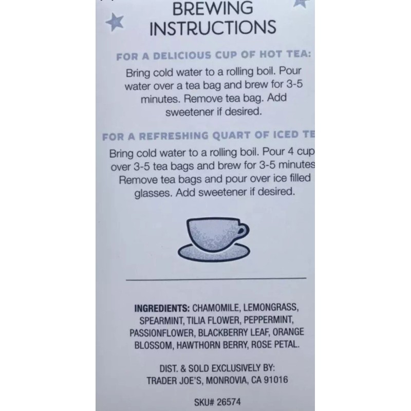 Trader Joe's 3 Packs Trader Joe's Well Rested Herbal Tea