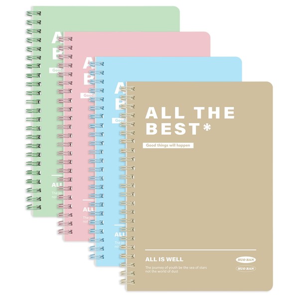 FUYOAL 4 Pack Spiral Notepad A5, 120 Pages 60 Sheets