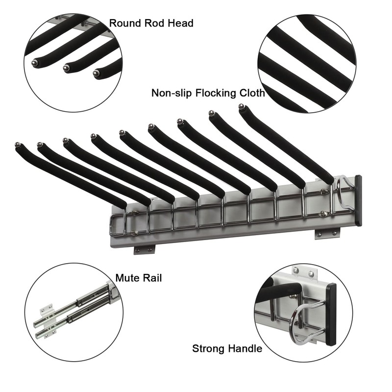 mopam Pull Out Trousers Rack 9 Arms Retractable Closet Pants