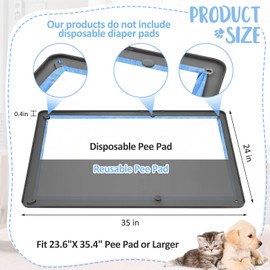Colingmill Dog Pee Pad Holder 24 x 35 Inch Silicone Puppy Pee Pads Holder for Dog Wee WeeTraining with High Edge Leakproof for Floor Protect Fit Disposable and Washable Pads