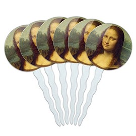 Set of 6 Cupcake Picks Toppers Decoration Art Paintings - Mona Lisa Painting by Leonardo da Vinci