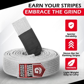 GOSPEL BJJ Belt Men & Women | Brazilian Jiu Jitsu Belt with Ranking Stripes Sleeve Bar | Kids Jiu Jitsu Gi | IBJJF Approved (White, K4)
