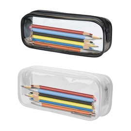 Mäppchen Durchsichtig, Weddhuis 2 Pack Klare Pvc Durchsichtiges Federmäppchen Aesthetic Mäppchen Toilettenartikel Kosmetiktaschen (Schwarz & Weiß)