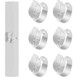 Pack of 6 Leaf Napkin Buckles, Napkin Ring, Metal Leaf Napkin Holder Rings, Leaf Napkin Rings, Metal Napkin Rings for Thanksgiving, Wedding, Dinner, Party, Banquet