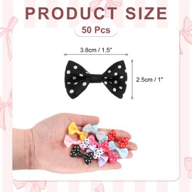 MECCANIXITY - 50 pajaritas de lunares negros y blancos de 3,8 x 2,5 cm, mini lazo para hacer pequeños lazos de satén a granel para hacer manualidades, álbumes de recortes, regalo de boda, decoración