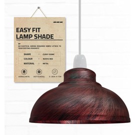 LEDSone Industrial Ceiling Pendant Light Shades, Retro Vintage Style Curvy Dome Shaped Pendant Lamp Shade for Pendant Ceiling Lights (Rustic Red)