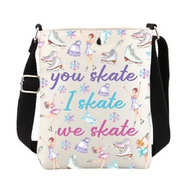 Skate Gifts for Ice Skating Lovers Skater Crossbody Bag Figure Skating Coach Gifts for Women Cross Body Bucket Bag with Strap (25226 Skater C)