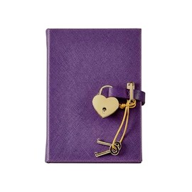 Graphic Image Small Journaling Diary with Heart Lock in Saffiano Leather (240 Pages - 4.5-x-6") (Purple)