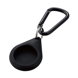 Elecom AT-SCKBK AirTag Case, Silicone Case (with Carabiner), Black