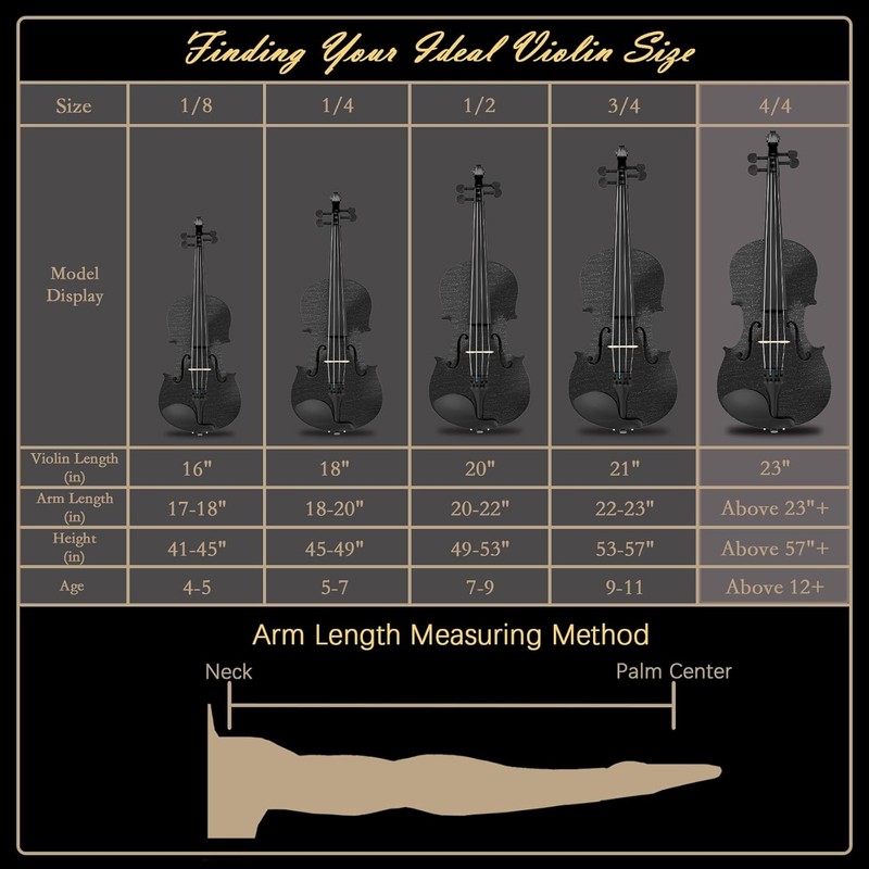 4/4 Beginner Violin Kit for Adults, Complete Full Size Violin