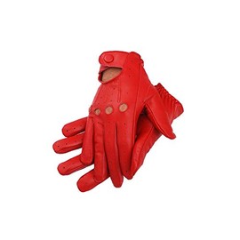 Genuine Leather Driving Gloves (Red, X-Large)