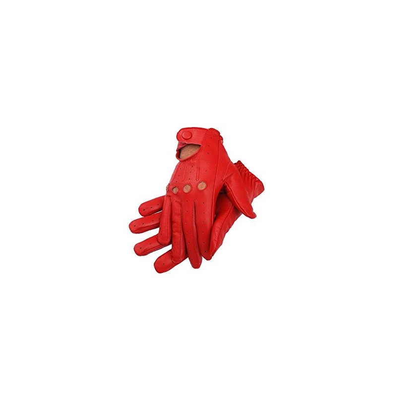 Genuine Leather Driving Gloves (Red, X-Large)