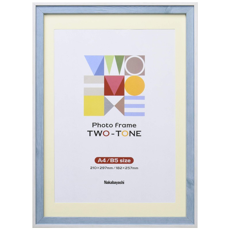 Nakabayashi F-TMS-411-B Two-Tone Photo Frame, A4/B5 Blue