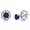 Gem Stone King 925 Sterling Silver Blue Sapphire and Moissanite