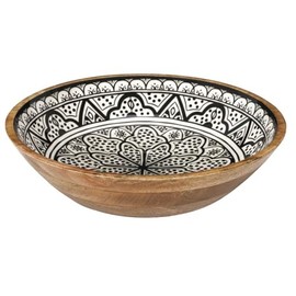 HOME DECO FACTORY, KA0571, Black Dune Mango Wood Salad Bowl, Modern and Elegant Design, Perfect for Serving Salads and Various Dishes, Diameter 33 cm, Black Colour