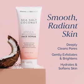 Exfoliante facial suave e iluminador con sal marina y coco – Exfolia, hidrata y reduce imperfecciones – Limpiador facial equilibrante para todo tipo d