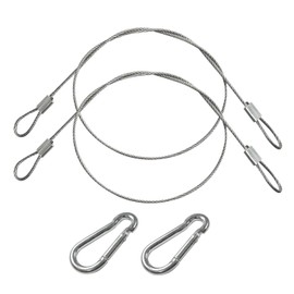 Croixx Wire Security Wire with Carabiner Stainless Steel Drop Prevention Earthquake Prevention Wire Lock (Set of 2)