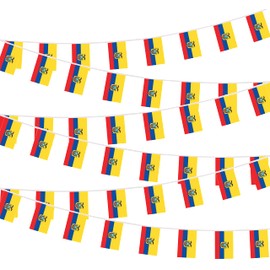 Ecuador Ecuadorian Small Mini String Banner Flags Miniature Ecuador Banners for Grand Opening,Grand Opening Sports Celebration Decorations (50 Feet 38 Flags)