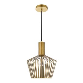 Living District Ronnie 1-Light Modern Metal Pendant in Brass