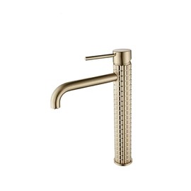 Tall Vessel Sink Tap, Bathroom Tap, Gold Single Handle Tap, Single Hole Tap, Brass Bathroom Sink Tap with Water Supply Hoses.