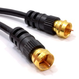 JAFSAL ONLINE Coaxial Satellite Cable F Type Screw Connector Lead For Sky Black/White GOLD VIRGIN MEDIA SKY Q HD TV TIVO & SUPERHUB (0.5 Meter, Black)