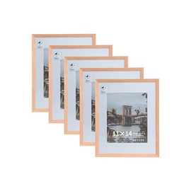 HOTURE 11x14 Picture Frame Set Of 5, Display Pictures 8x10 with Mat or 11x14 Without Mat, Suitable For Hanging Wall Gallery Photo Frame (Pink Gold)