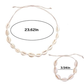 Seashell Necklace And Bracelet Set for Women Summer Beach Shell Necklace Bracelet for Women Boho Hawaiian Shell Necklace Adjustable Necklaces for Woman Summer Ocean Beach Accessories for Woman Adults