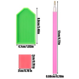 Ymapinc 15 PCS Diamond Art Pens Tools with 5 Drill Pen Grip, 5 Tray, 5 Glue Clay, Diamond Art Accessories Pens for Kids Adults DIY Crafts (Red, Pink, Green)