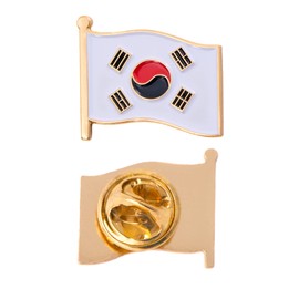 South Korea Country Flag Lapel Pin Enamel Made of Metal Souvenir Hat Men Women Patriotic Korean (Waving Flag Lapel Pin)