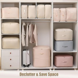 Ultra Space Saving Self Compression Organizer, 2025 Upgrades Space Saver Vacuum Storage Bags for Comforter Clothing with Zipper, Jumbo Vacuum Storage Bags(54 * 42 * 60CM,Gray)