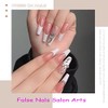 24 uñas postizas largas de acrílico para ballet, blanco francés,
