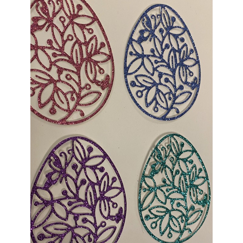 4 pc jewel tone Glitter easter eggs die cut cardstock