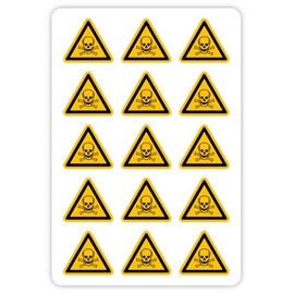 15 x Sticker "Warning of Toxic Substances" Film in Accordance with ISO 7010 W016 | SL 2 cm Made in Germany