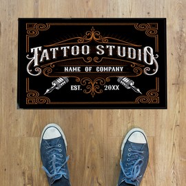 VictoryStore Custom Tattoo Studio Doormat, Brown, 24x36 Inches