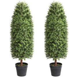 3.6ft Artificial Topiary Trees Set of 2, Faux Boxwood Plants Outdoor, Hold Nature Faux Trees Indoor for Porch Home Decor (43inch)