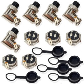 Lsgoodcare 5Pcs GX16 Elbow Aviation Plug Socket Female 90 Degree Angle 4 Pin Right Angle +5Pcs 16MM Aviation Socket 4 din Male Plug+ 5Pcs Aviation Caps