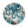 Abucaky Blue Octopus Nautical Map Wall Clock Battery Operated Silent