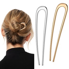 4-Pack French Twist Hair Pins - Gold & Silver, Elegant and Secure Hair Accessories for Women (French Hair Pins for Updos, Buns, and Twists)