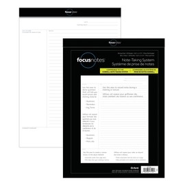 Oxford Notepad FocusNotes, Bilingual, 8.5 x 11.75 Inches, Cornell Rule, Perforated, White, 50 Sheets
