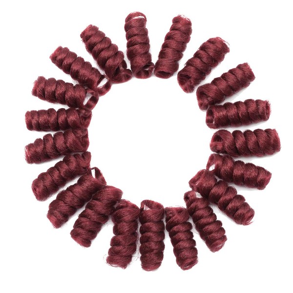 [3 packs] Jumpy Wand Curl Crochet Hair Extension Small Jamaican Bounce Hair Synthetic Toni Curl Crochet Twist Hair Kenzie Curl Saniya Curl Braiding Hair 20 Roots/Pack (10inch,Burgundy)