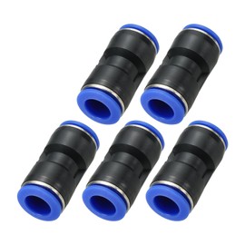 PATIKIL 5pcs 14mm Push To Connect Fittings Plastic Airline Hose Fittings Quick Release Pneumatic Connectors for Straight Union 2-Way Coupling Pipes Blue