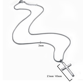 KRFY 925 Sterling Silver Polished Beveled Edge Cross Pendant Necklace for Men Women 5mm Stainless Steel Diamond-Cut Figaro Cross Chain Necklace 16/18/20/22/24/26/30 Inches