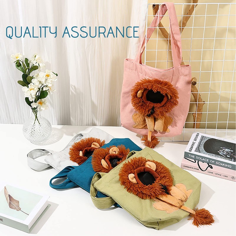 Pet Canvas Bag Cute Lion Shaped Multi Purpose Portable Pet